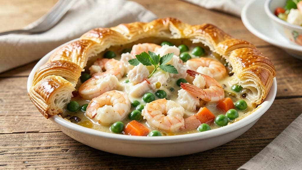 Shrimp and Crab Pot Pie Recipe: Flaky Crust Hugging Luxurious Seafood Filling