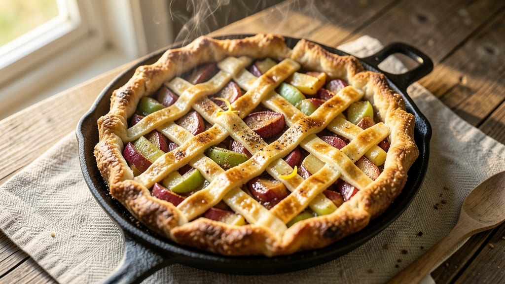 Sizzling Apple Pie Recipe: Caramelized Fruit Topped With Crispy Lattice Crunch