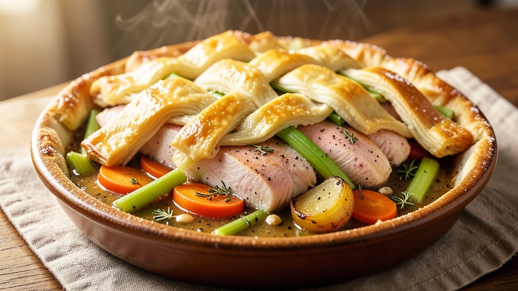 Pot Pie Recipe Using Crescent Rolls: Flaky Lattice Crust With Foil-Sealed Gravy