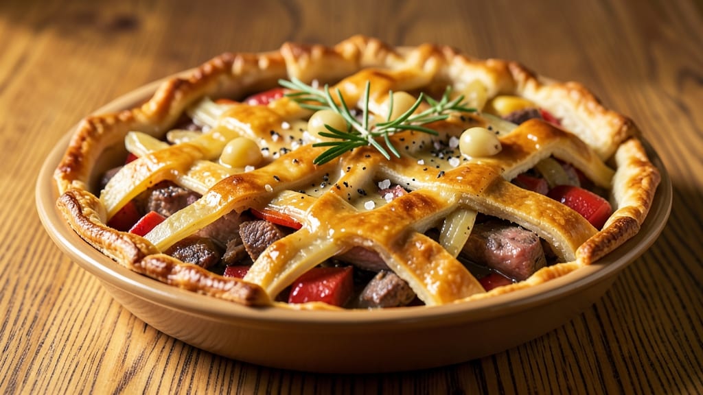Pork and Beef Pie Recipe: Flaky Pastry Crust With Hearty Meat Filling