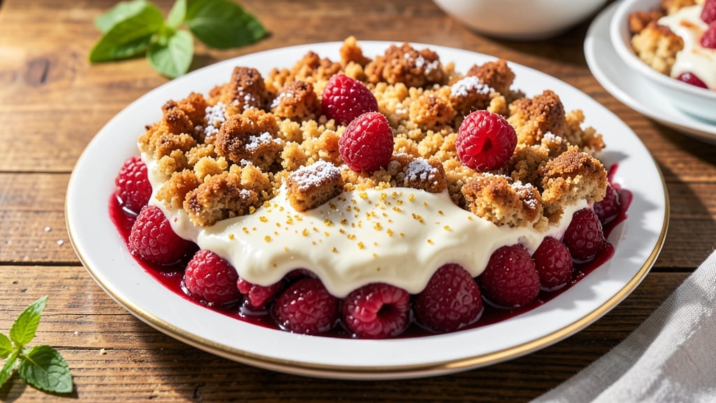 Raspberry Cream Crumble Pie Recipe: Juicy Berries and Buttery Oat Topping Bliss